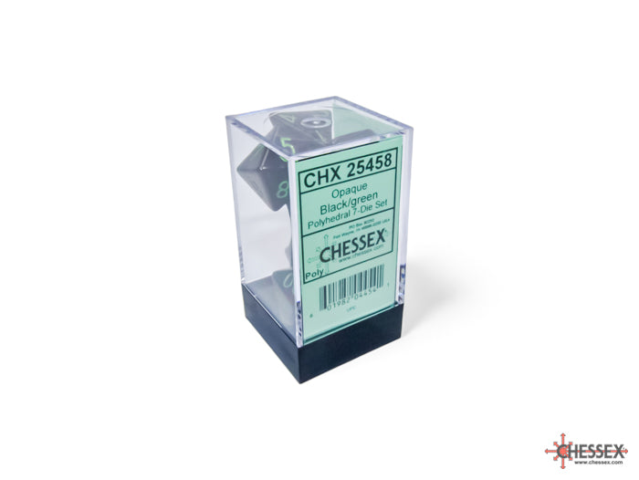 RPG Dice Set: Opaque - Black/Green (7ct)