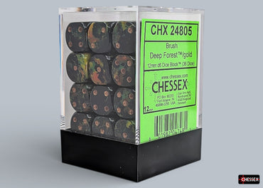 12mm D6 Brick: Brushed - Deep Forest/Gold (36ct)