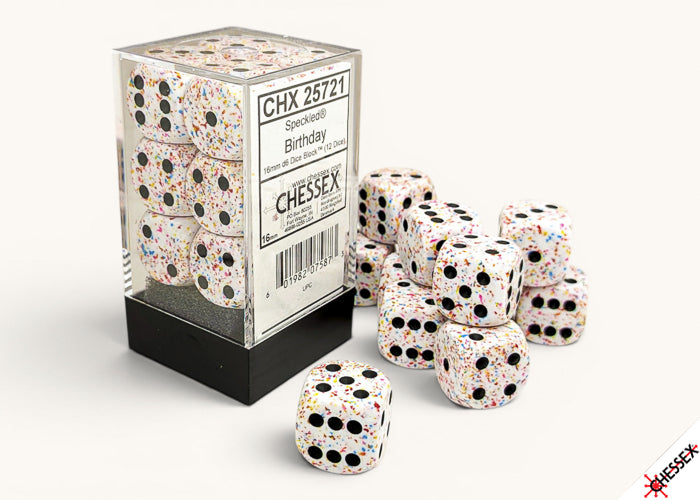 16mm D6 Brick: Speckled - Birthday (12ct)