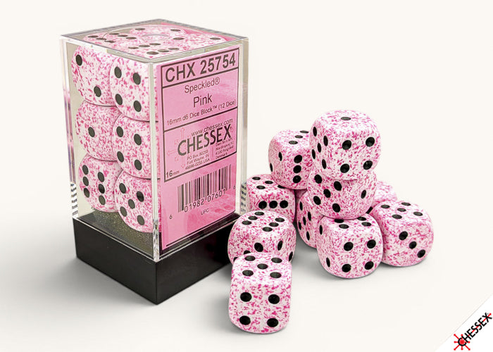 16mm D6 Brick: Speckled - Pink (12ct)