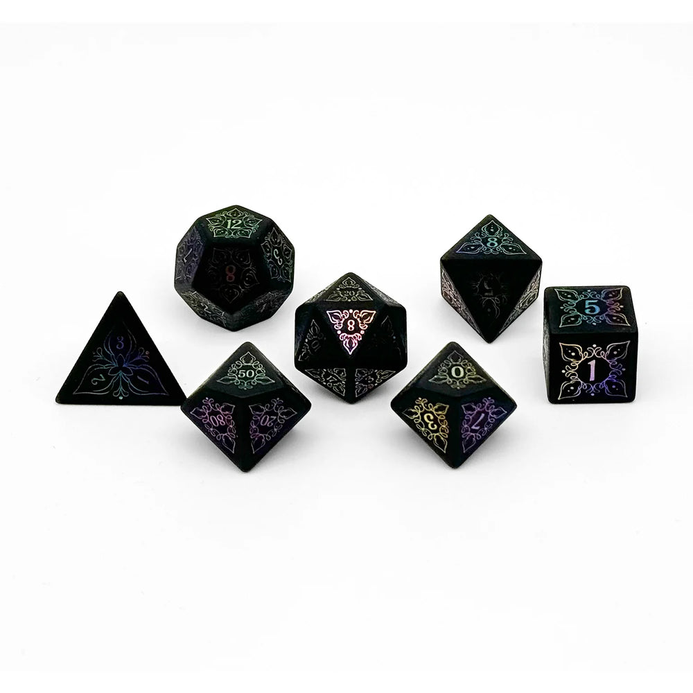 Feyweave Dice: Raised Obsidian Holographic