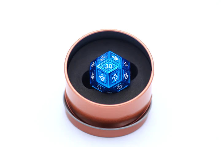Titan's Fist Metal D30 Dice - Blue with White