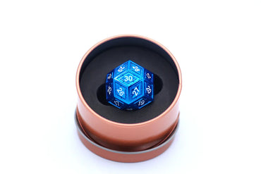 Titan's Fist Metal D30 Dice - Blue with White