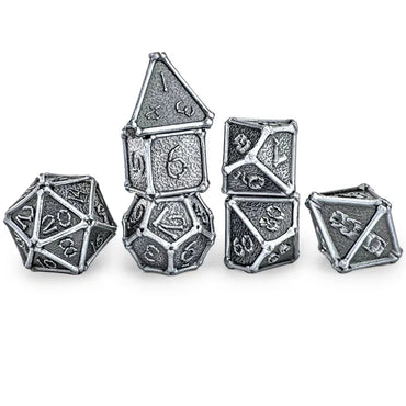 Metal RPG Dice Set: Bone Collector - Ancient Silver