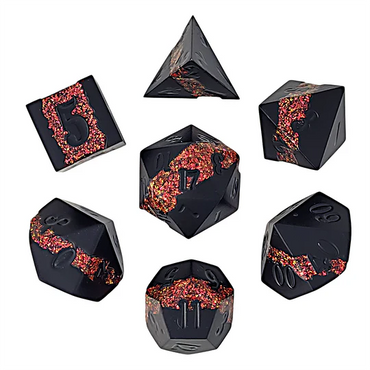 Metal RPG Dice Set: Galactic Flow - Black & Orange