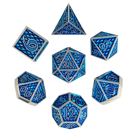 Metal RPG Dice Set: Dragon Scale - Ice Dragon