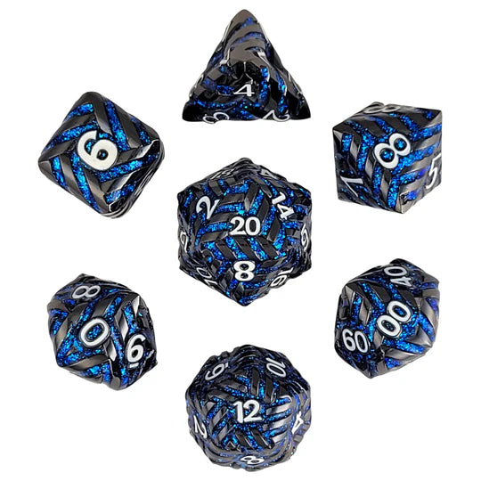 Metal RPG Dice Set: Cosmic Energy - Gunmetal Blue