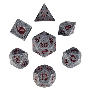 Metal RPG Dice Set: Forged Signature - Iron & Red