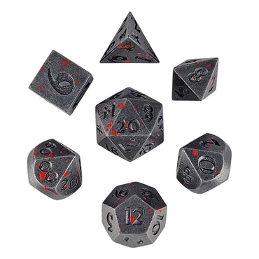 Metal RPG Dice Set: Forged Signature - Iron Blood Spatter