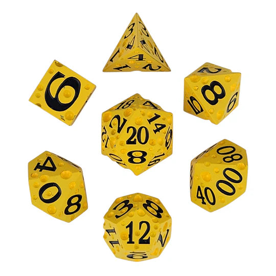 Metal RPG Dice Set: Cheese - Black Numbers
