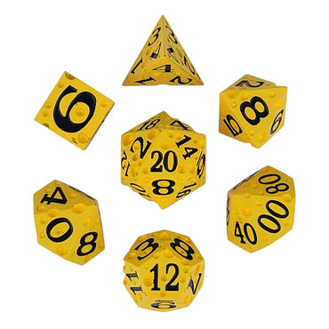 Metal RPG Dice Set: Cheese - Black Numbers