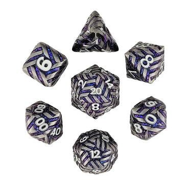 Metal RPG Dice Set: Cosmic Energy - Nickel w/Colorshift Glitter
