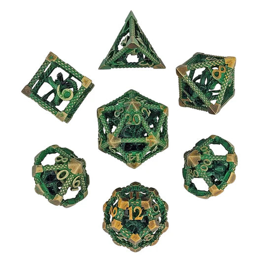 Hollow Metal RPG Dice Set: Deep Dreamer - Bronze/Green
