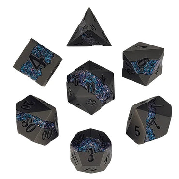 Metal RPG Dice Set: Galactic Flow - Color Shift Gunmetal