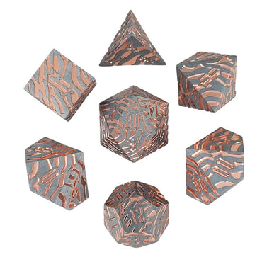 Metal RPG Dice Set: Tiger Stripe - Steel/Copper