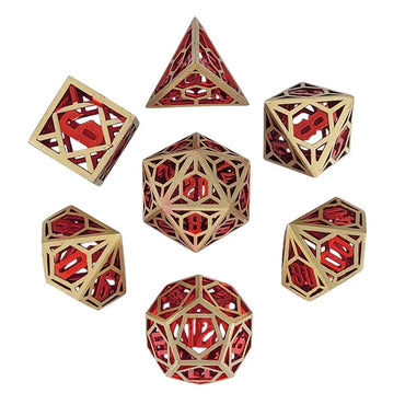 Metal RPG Dice Set: Time Traveler - Gold/Red