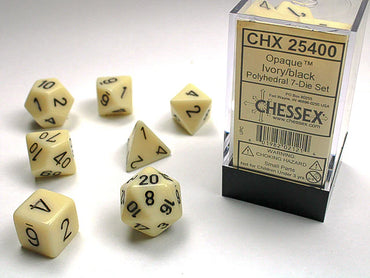RPG Dice Set: Opaque Ivory/Black