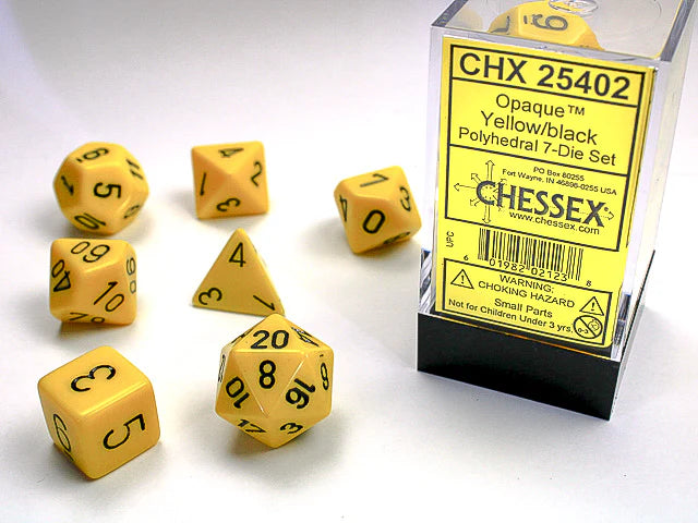 RPG Dice Set: Opaque - Yellow/Black