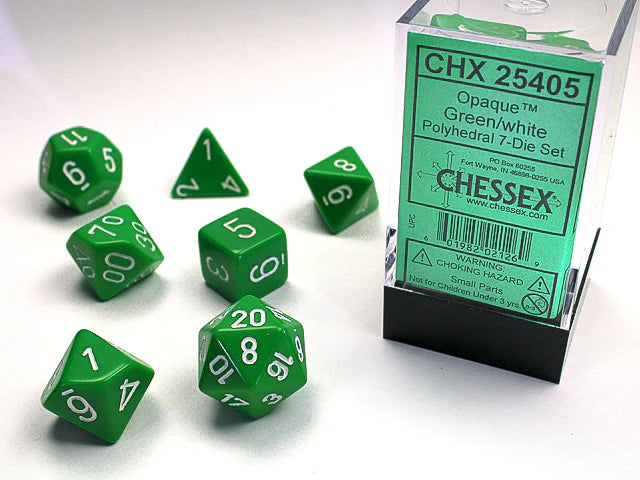 RPG Dice Set: Opaque - Green/White