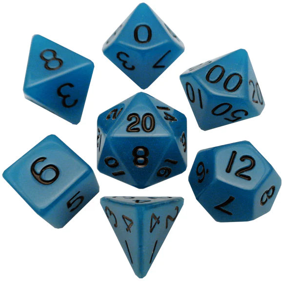 Mini RPG Dice Set: Glow Blue