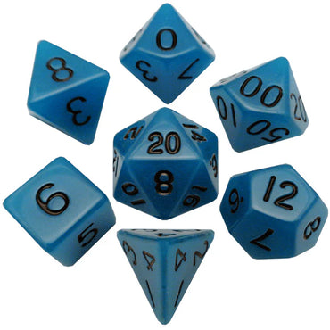 Mini RPG Dice Set: Glow Blue