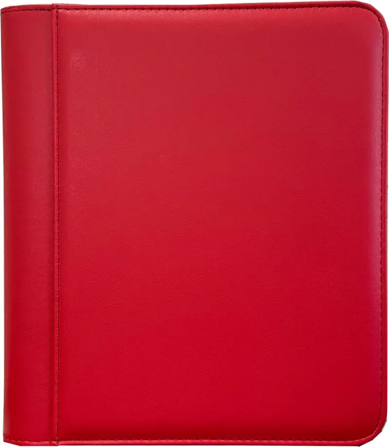 Generic 4-Pocket Zippered Toploader Binder - Leatherette Red