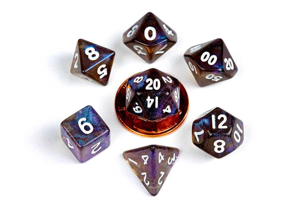 Mini Polyhedral Dice Set: Stardust Purple