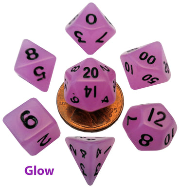 Mini RPG Dice Set: Glow Purple