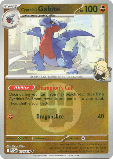 Cynthia's Gabite (110/217) (Energy Symbol Pattern) [Mega Evolution: Ascended Heroes]