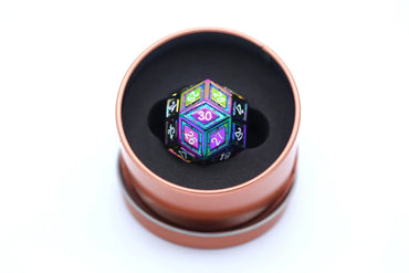 Titan's Fist Metal D30 Dice - Prismatic with White