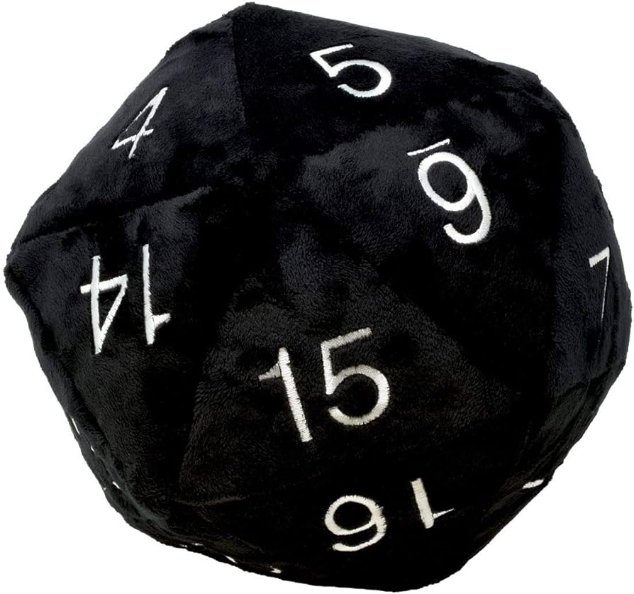 D&D Plush D20: Black/Silver