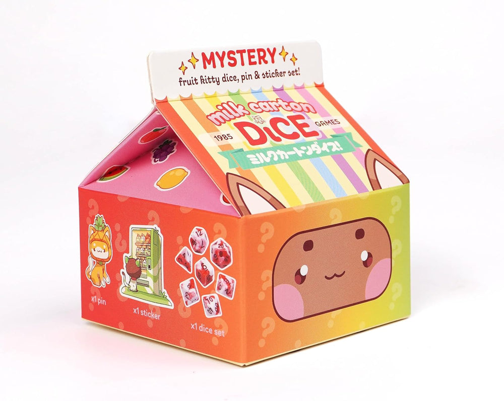 Kawaii Mystery Dice Set: Fruity Milk Carton