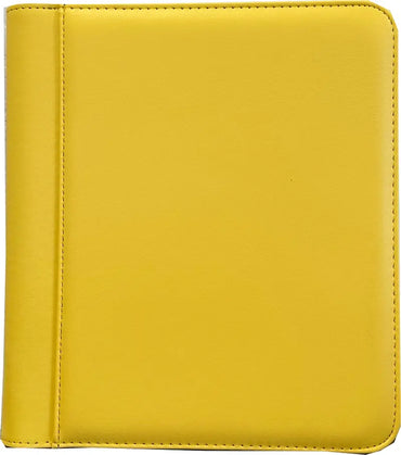 Generic 4-Pocket Zippered Toploader Binder - Leatherette Yellow
