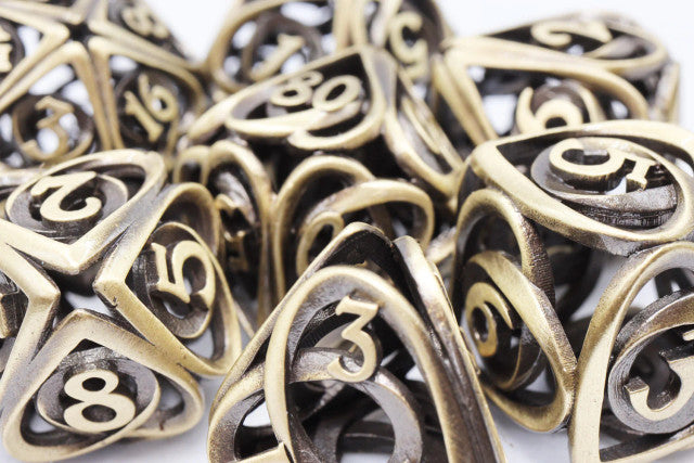 Hollow Hearts Metal RPG Dice Set: Antique Bronze