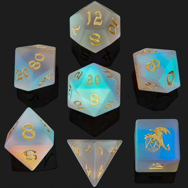 Dragon's Horde Gemstone Dice: Frosted Prismatic Crystal