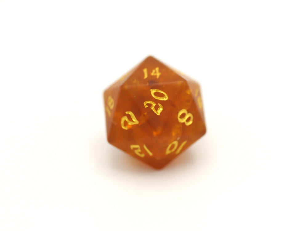 Dragon's Horde Gemstone Dice: Single Gemstone D20 - Frosted Amber