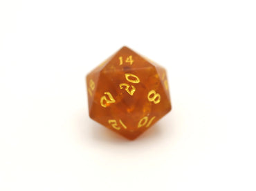 Dragon's Horde Gemstone Dice: Single Gemstone D20 - Frosted Amber