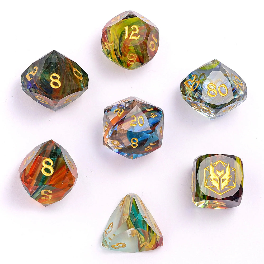 Gemstone RPG Dice Set: Luster Cut - Rainbow Glass