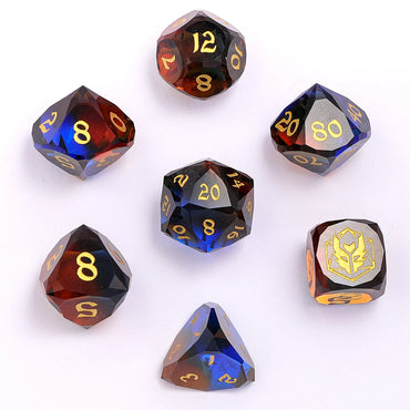 Gemstone RPG Dice Set: Luster Cut - Blue & Brown Glass