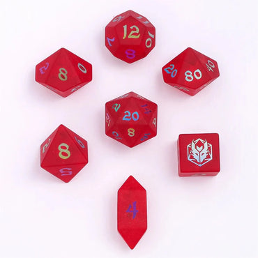 Gemstone RPG Dice Set: Frosted Blasted Glass - Red