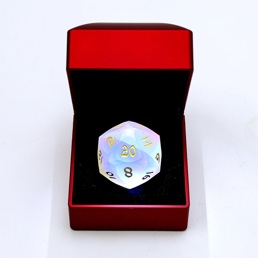 30mm Chonk Luster Cut D20: Frosted Prismatic Crystal