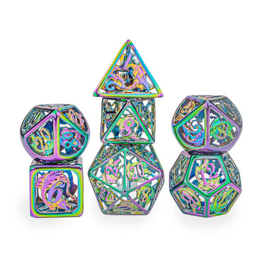 Hollow Metal RPG Dice: Rainbow Dragon