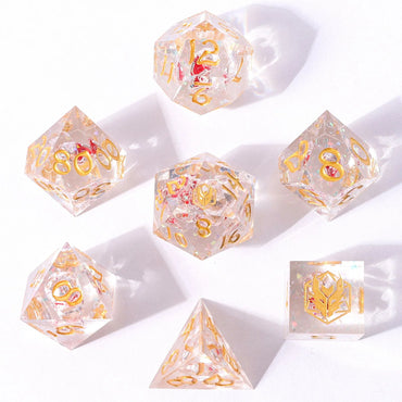 Sharp Edge RPG Dice Set: Captured Magic - Metal Ghost Skulls - Red