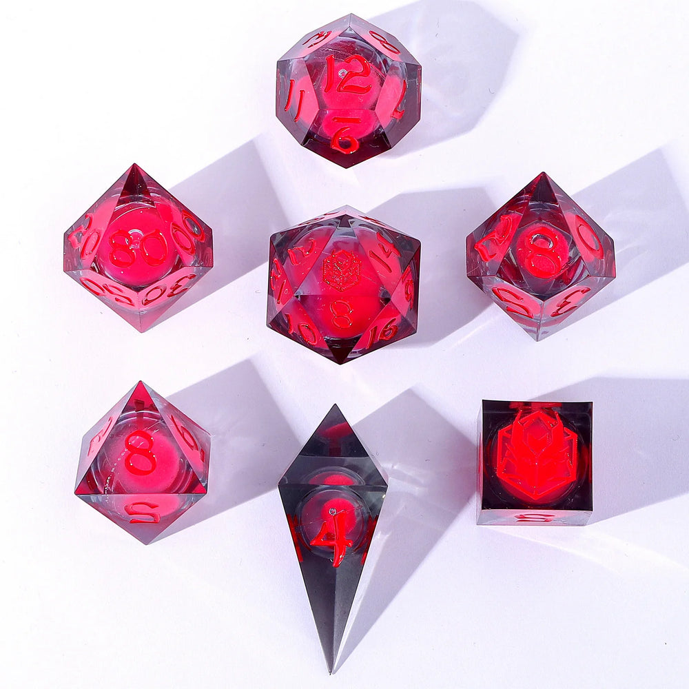 Liquid Core RPG Dice Set: Glow-in-the-Dark Red