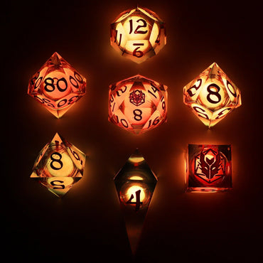 Liquid Core RPG Dice Set: Glow-in-the-Dark Red