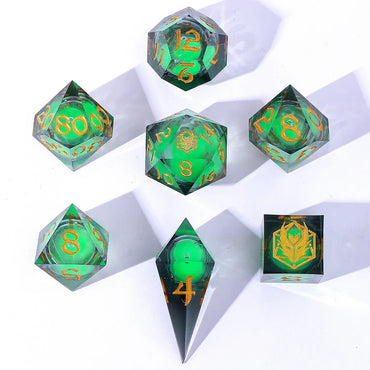 Liquid Core RPG Dice Set: Glow-in-the-Dark Green