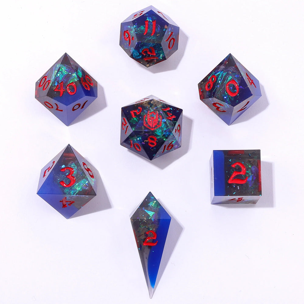 Sharp Edge RPG Dice Set: Sapphire Inferno