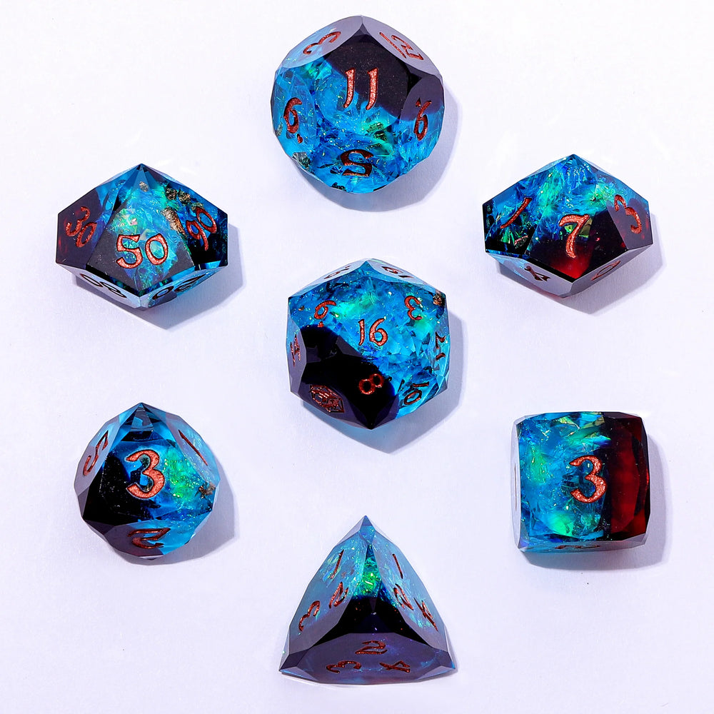 Captured Magic RPG Dice Set: Luster Cut - Blue & Red