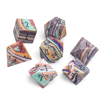 Gemstone Dice: Banded Rainbow Turquoise