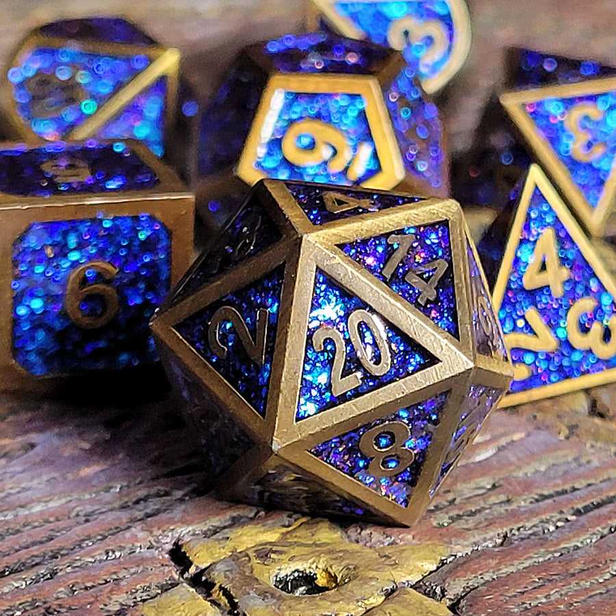 Bardic Blue RPG Metal Dice Set